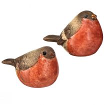 Prodotto Statuette di Robin in ceramica - Toni rossi e naturali, 5,4 cm - Perfette per il giardino e la casa - Confezione da 4