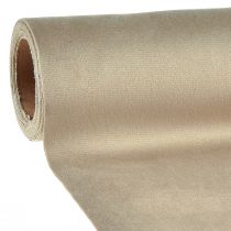 Prodotto Runner da tavolo in velluto beige, 28×270 cm - Elegante runner da tavolo in tessuto decorativo per decorazioni festive