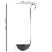 Prodotto Ciotola per piante, cazzuola decorativa, antracite, Ø12,5 cm, 3 pezzi