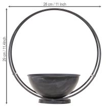 Prodotto Ciotola con base, anello decorativo, metallo, antracite, H29cm, 2 pezzi