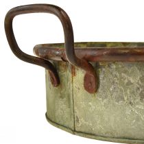 Prodotto Ciotola ovale vassoio in metallo con manico ruggine 46/52 cm set da 2
