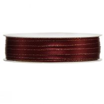 Prodotto Nastro di raso rosso scuro oro nastro natalizio W6mm L50m