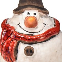 Prodotto Pupazzo di neve in ceramica 8,5 cm con cappello a cilindro e sciarpa rossa - Decorazione natalizia e invernale - 3 pz