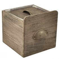 Prodotto Set di cassetti in legno con maniglia, marrone strofinato - portaoggetti rustico, set di diverse dimensioni, 4 pezzi