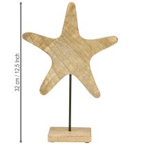 Prodotto Stella marina decorativa su base in legno naturale blu Ø22cm H32cm