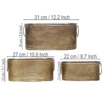 Prodotto Set di vasi e fioriere in metallo, stile vintage retrò, L22,5cm/27cm/31cm