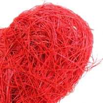 Cuore in sisal 7,5 cm rosso su bastoncino 12 pezzi