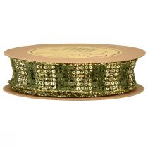Prodotto Nastro di pizzo verde con nastro decorativo in pizzo oro 25 mm 15 m