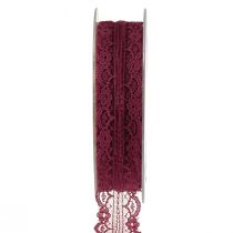 Prodotto Nastro in pizzo con fiori nastro decorativo Bordeaux L25mm L25m