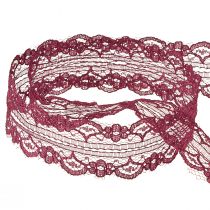 Prodotto Nastro in pizzo con fiori nastro decorativo Bordeaux L25mm L25m