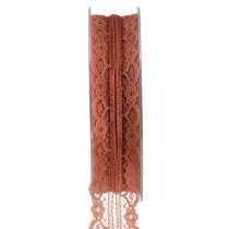 Prodotto Nastro decorativo in pizzo arancione con fiori L25mm L20m