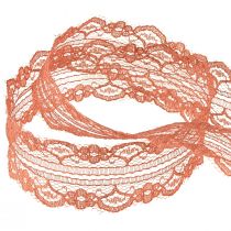 Prodotto Nastro decorativo in pizzo arancione con fiori L25mm L20m