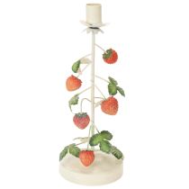 Prodotto Portacandele conico in metallo con decorazione a fragola, color crema, rotondo, H26cm
