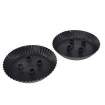 Prodotto Portacandele in metallo a forma di torta – Nero, Ø 24 cm – Elegante decorazione da tavolo per 4 candele – 2 pezzi