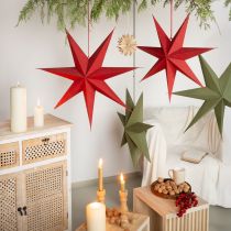 Prodotto Lampada decorativa a forma di stella in carta juta rossa da appendere 75x20cm