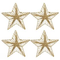 Prodotto Stella con iuta da appendere Addobbo natalizio rustico 20cm 4pz