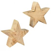 Prodotto Stella decorativa rustica in legno di paulownia - design naturale, Ø 15 cm, spessore 6 cm - decorazione in legno versatile - 2 pezzi