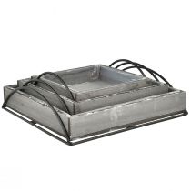 Prodotto Set versatile di vassoi in legno grigio - Varie dimensioni - Soluzione elegante per riporre e servire - Set di 3
