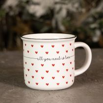 Prodotto Tazza con cuori tazza in ceramica bianca rossa Ø9cm H9cm