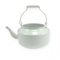 Prodotto Teiera decorativa in metallo bianco con fioriera Ø12 cm H10 cm