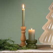 Prodotto Portacandele in vetro decorativo rigato verde Ø9cm H7cm 4 pz