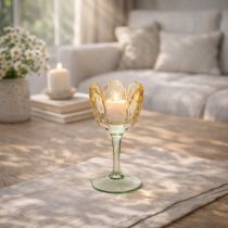 Prodotto Portacandele a forma di tulipano, motivo floreale, decorazione per un'atmosfera romantica e un ambiente elegante, 20 cm