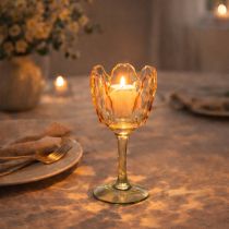Prodotto Portacandele in vetro a forma di tulipano, stile vintage, decorazione romantica per la casa, 20 cm