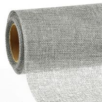 Prodotto Runner da tavolo grigio con iuta, tessuto decorativo 29×450 cm - Elegante runner da tavolo per la decorazione della tavola festiva
