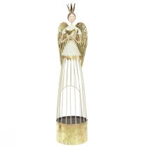 Prodotto Decorazione da tavolo figura di angelo in metallo con cuore in oro bianco H54 cm