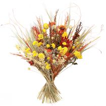 Prodotto Bouquet decorativo essiccato "Cardo e Achillea" Arancione-Naturale in Sbiancato, 55 cm, 150 g - Stile Country House