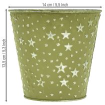 Prodotto Vaso da fiori in metallo verde argento con stelle, Ø14 cm