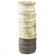 Prodotto Vaso decorazione in ceramica per floristica secca crema grigio verde H34cm