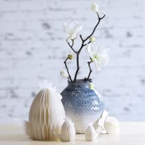Prodotto Vaso in ceramica smaltata blu e bianco effetto intrecciato H18,5cm