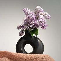 Prodotto Vaso Moderno Ceramica Nero Moderno Ovale 21×7×20cm