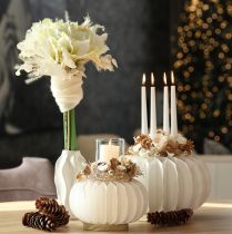 Prodotto Anello di carta a nido d'ape a forma di zucca, rotondo, grande, per fiori secchi e decorazioni autunnali, 24 cm, 4 pezzi