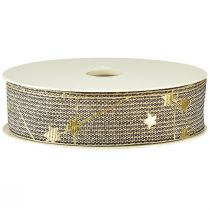 Prodotto Nastro natalizio con stelle nastro nero bianco oro 25mm 18m
