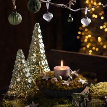 Prodotto Albero di Natale con illuminazione a LED vintage verde oro 38cm
