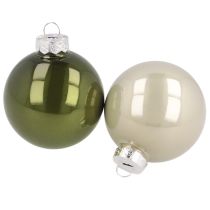 Prodotto Palline di Natale in vetro verde argento grigio Ø60mm 24 pz