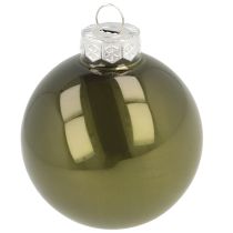 Prodotto Palline di Natale in vetro verde argento grigio Ø60mm 24 pz