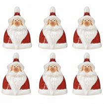 Prodotto Figura di Babbo Natale in ceramica, rossa e bianca, 6,4 cm – Decorazione festiva natalizia – 6 pz