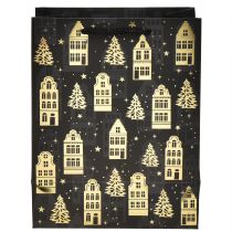 Prodotto Sacchetto di Natale casette di abete nero/oro 18x10x23cm 2 pezzi