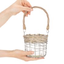 Prodotto Lanterna decorativa da appendere, in metallo, vetro e salice, Ø13cm H12cm, 2 pezzi