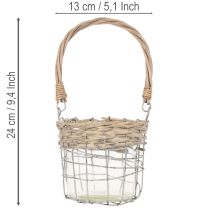 Prodotto Lanterna decorativa da appendere, in metallo, vetro e salice, Ø13cm H12cm, 2 pezzi