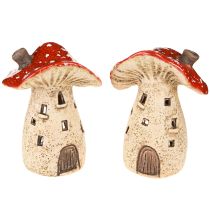 Prodotto Lanterna in ceramica a forma di fungo, decorazione autunnale H12,5/14 cm, 2 pezzi