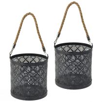 Prodotto Lanterna decorativa in metallo con manico per lanterna antracite Ø16cm 2 pezzi