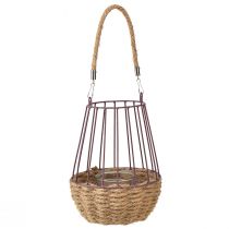 Prodotto Lanterna con manico e vetro viola naturale Ø18cm H22cm