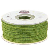 Prodotto Filo di stoppino, cordino di lana, cordino di feltro verde muschio 3 mm 100 m