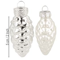 Prodotto Addobbi di vetro Pigne da appendere Argento 5cm 1pz