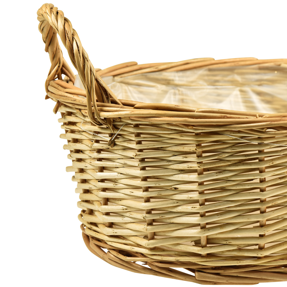 Cesto Porta Piante In Rattan Grigio – Ovale 53 Cm, Intrecciato Con Rivestimento In Lamina - 2