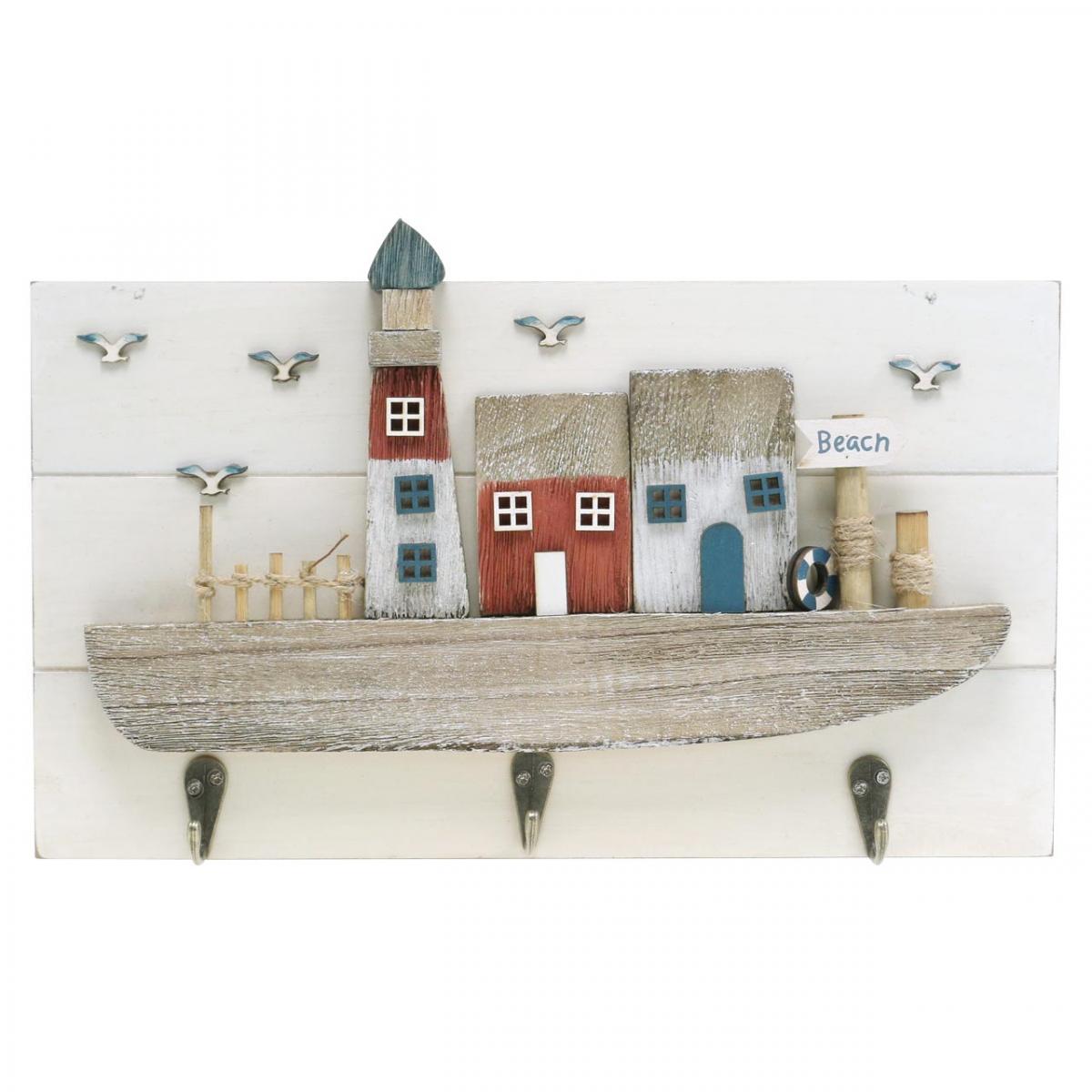 Stile Shabby 30 x 20 cm in Legno Kreative Feder Beach HSB111 Appendichiavi con Ganci 